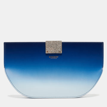 BURBERRY Ombre Blue Leather Crystal Olympia Clutch