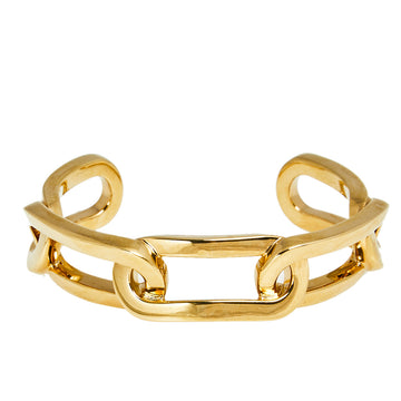 Burberry Chain Link Motif Gold Tone Open Cuff Bracelet M