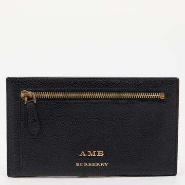 BURBERRY Black Leather Document Travel Pouch