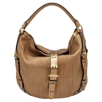 Burberry Gold Quilted Leather Hobo