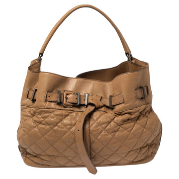 Burberry Brown Quilted Leather Easton Hobo