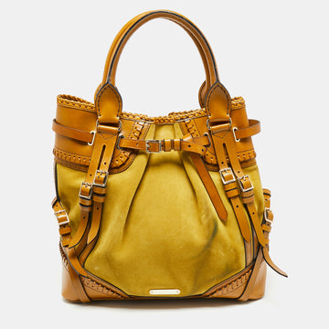 Burberry Mustard/Yellow Leather and Suede Bridle Whipstitch Tote