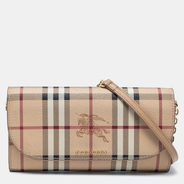 Burberry Beige Haymarket Check Coated Canvas Henley Wallet On Chain