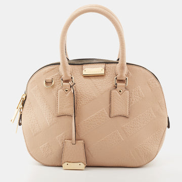 Burberry Beige Check Embossed Leather Orchard Satchel