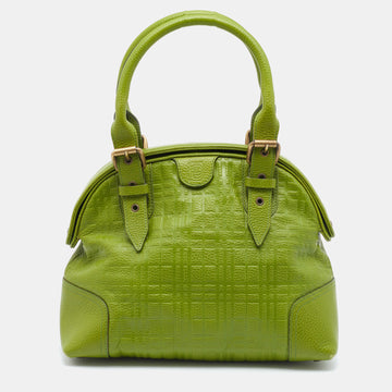 Burberry Green Embossed Leather Satchel