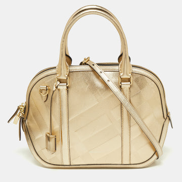 Burberry Gold Leather Small Orchard Bowler Bag