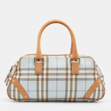 Burberry Light Blue/Tan House Check PVC and Leather Satchel
