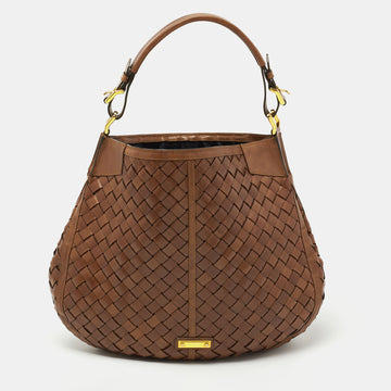 Burberry Brown Braided Leather Hobo