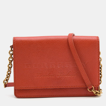 Burberry Orange Leather Wallet On Chain
