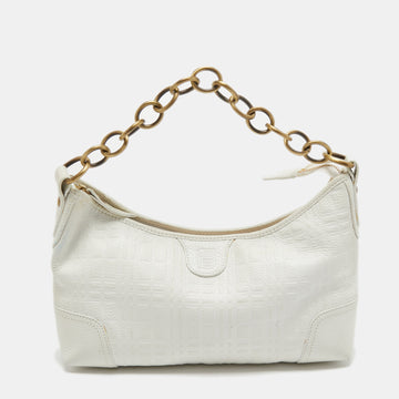 Burberry White Check Leather Shoulder Bag