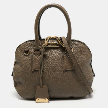 Burberry Dark Beige Pebbled Leather Small Orchard Satchel