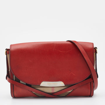 Burberry Multicolor House Check Canvas and Leather Crossbody Bag