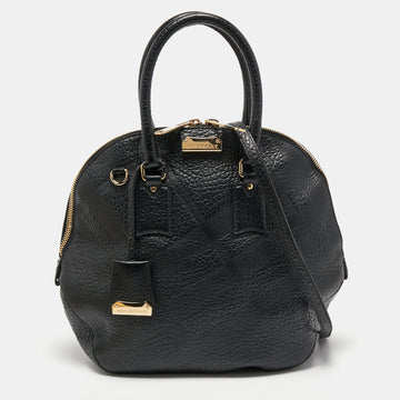 Burberry Black Embossed Leather Large Orchard Bowler Bag