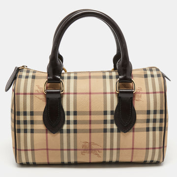 Burberry Brown/Beige Haymarket Check PVC Small Chester Bowling Bag