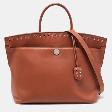 Burberry Brown Leather Studded Society Top Handle Bag