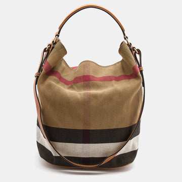 Burberry Multicolor Mega Check Canvas and Leather Medium Ashby Hobo