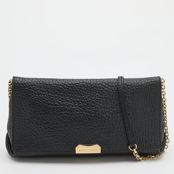Burberry Black Leather Mildenhall Shoulder Bag