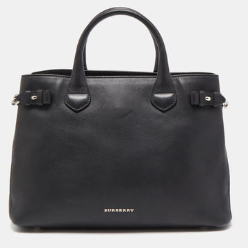 BURBERRY Black Leather Chain Banner Tote