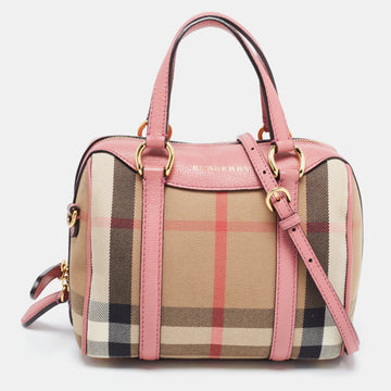 BURBERRY Pink/Beige Leather Small Alchester Bowler Bag