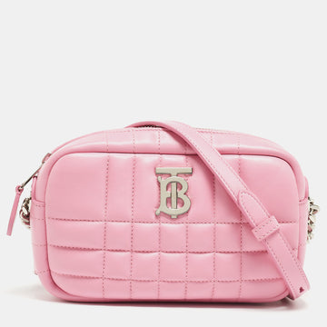 BURBERRY Pink Quilted Leather Mini Lola Camera Bag