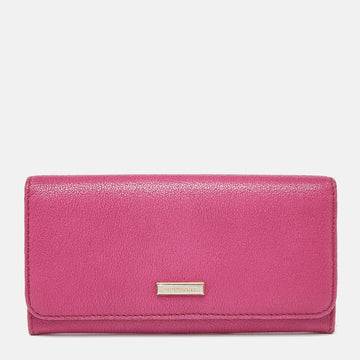 BURBERRY Pink Leather Flap Continental Wallet