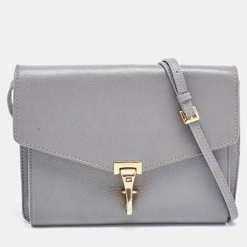 BURBERRY Dark Grey Leather Small Macken Crossbody Bag