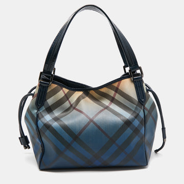 BURBERRY Navy Blue/Beige Ombre PVC and Patent Leather Biltmore Tote