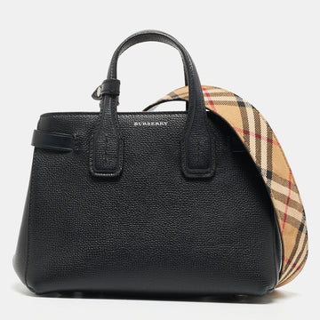 BURBERRY Black Leather Baby Banner Tote