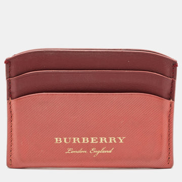 BURBERRY Burgundy/Light Red Leather Card Holder