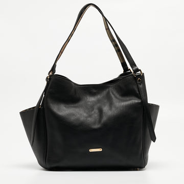 BURBERRY Black Leather Small Canterbury Tote