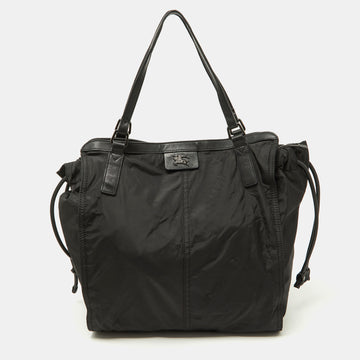 BURBERRY Black Nylon and Leather Buckleigh Tote