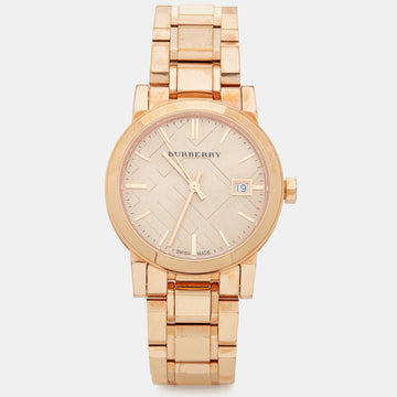 Burberry Champagne Rose Gold Plated Stainless Steel The City BU9135 Women's Wristwatch 34 mm