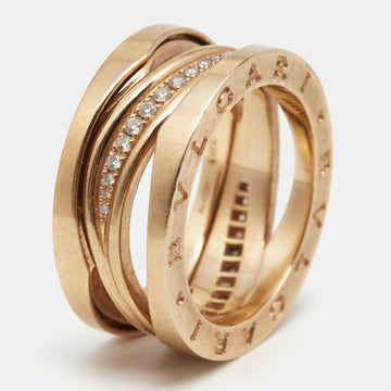 BVLGARI x Zaha Hadid B.Zero1 Diamond 18k Rose Gold Ring Size 54