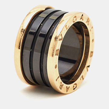 BVLGARI B.Zero1 4-Band Ceramic 18k Rose Gold Ring Size 52