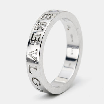 BVLGARI  Diamond 18k White Gold Band Ring Size 56