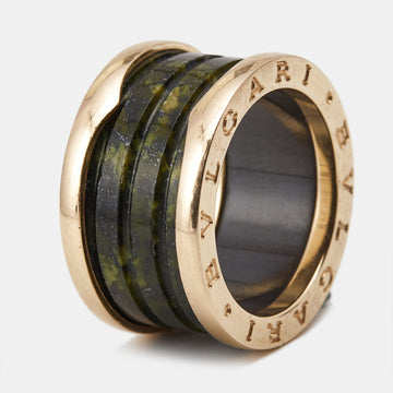BVLGARI B.Zero1 4-Band Green Marble 18k Rose Gold Ring Size 52