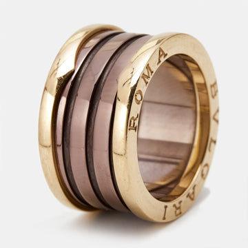 BVLGARI B.Zero1 4-Band Bronze Ceramic 18k Rose Gold Ring Size 54