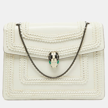 BVLGARI Off White Leather Large Serpenti Forever Shoulder Bag