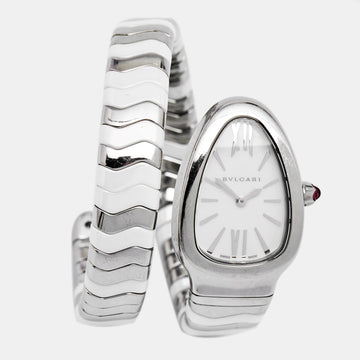 Bvlgari White Ceramic Stainless Steel Serpenti Spiga 102182 Women's Wristwatch 35 mm