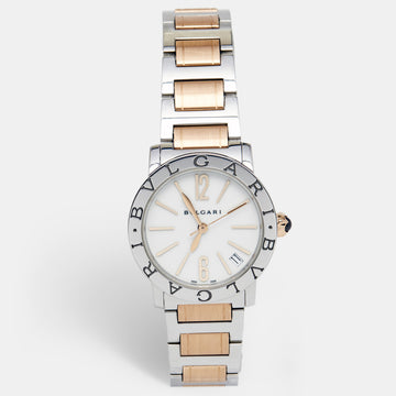 Bvlgari White 18k Rose Gold Stainless Steel Bvlgari Bvlgari 102071 Women's Wristwatch 33 mm