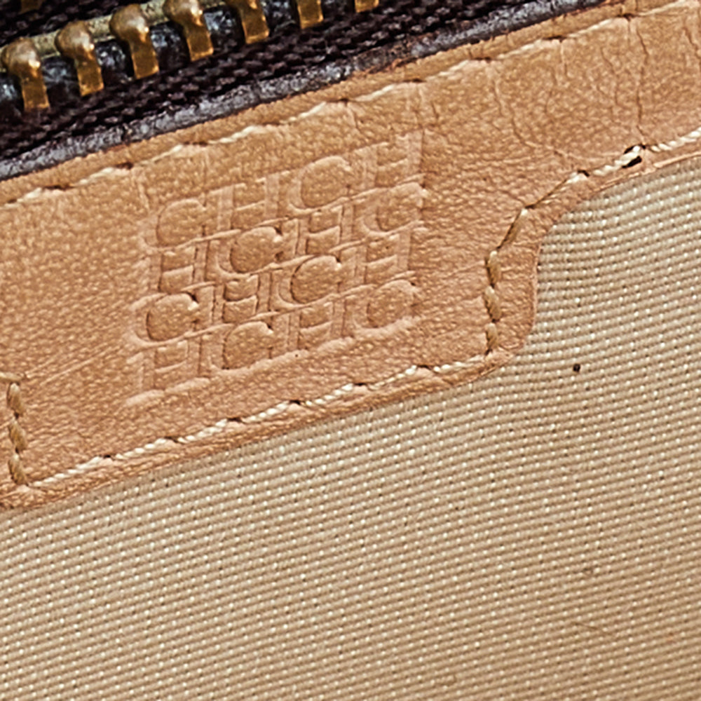 Carolina Herrera Blue Monogram Embossed Leather Zip Around Wallet