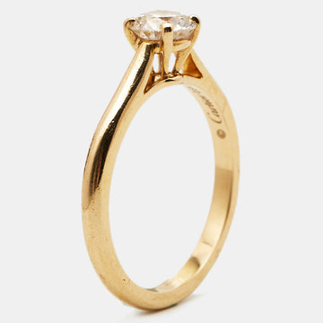 CARTIER 1895 Diamond 18k Yellow Gold Solitare Ring Size 51