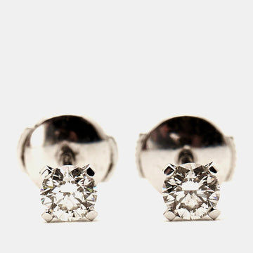 CARTIER 1895  Solitaire Diamond 18k White Gold Stud Earrings