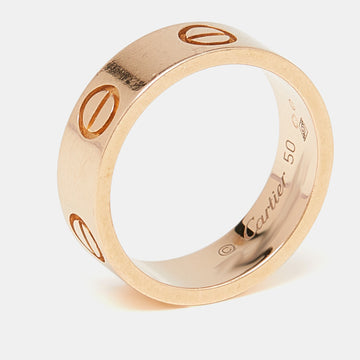 CARTIER Love 18K Rose Gold Band Ring Size 50