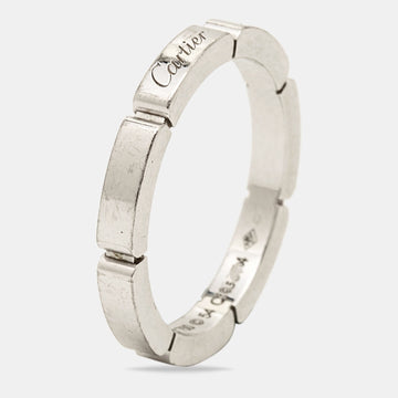 CARTIER Mallion Panthere 18k White Gold Band Ring Size 54
