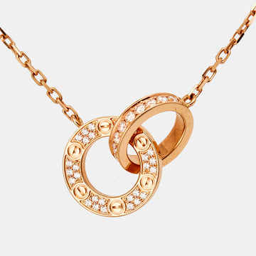 CARTIER Love Diamond Interlocking Loops 18k Rose Gold Necklace
