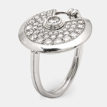 CARTIER Amulette De  Diamonds 18k White Gold Small Model Ring Size 51