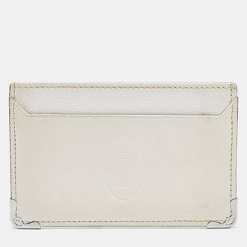 CARTIER White Leather  Must de  Card Holder