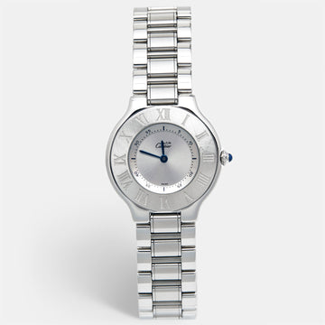 CARTIER Silver Grey Stainless Steel Must De  21 1330 Women's Wristwatch 31 mm