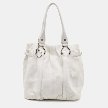Celine White Leather Shoulder Bag